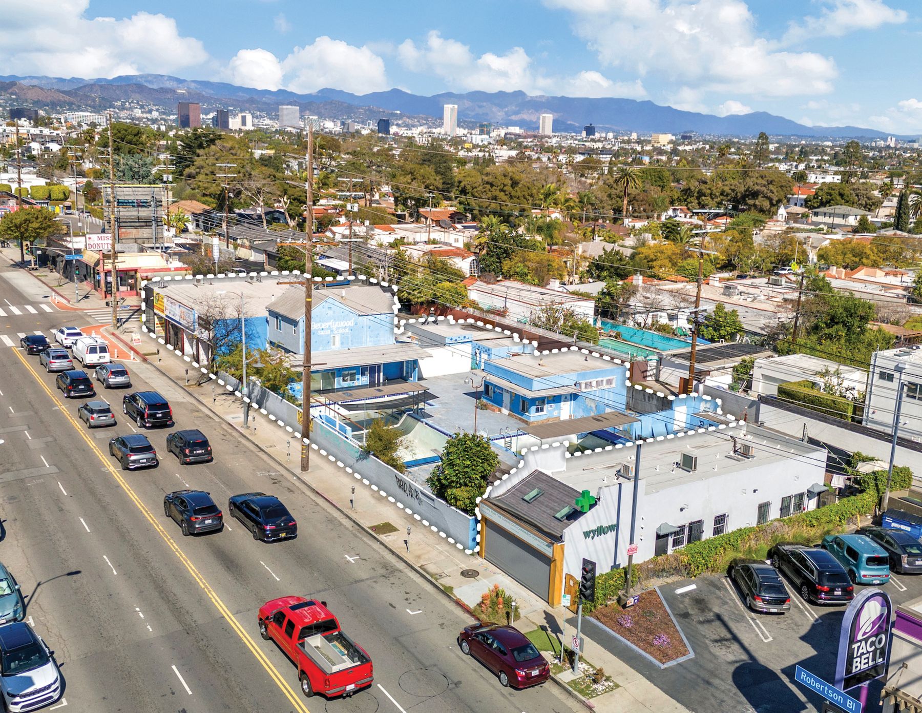 Robertson Boulevard corridor aerial — Beverlywood + Crestview